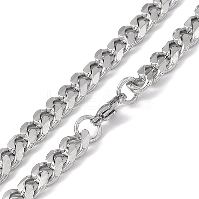 Non-Tarnish 201 Stainless Steel Cuban Link Chain Necklace with 304 Stainless Steel Clasps for Men Women NJEW-M194-01D-P-1