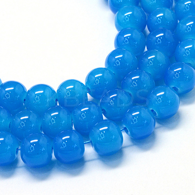 Baking Paint Imitation Jade Glass Round Bead Strands X-DGLA-Q021-6mm-13-1