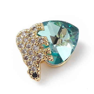 Real 18K Gold Plated Rack Plating Brass Micro Pave Clear Cubic Zirconia Pendants KK-C015-06G-12-1