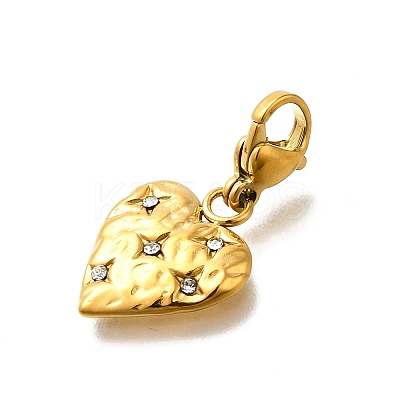 Heart 304 Stainless Steel Rhinestones Pendant Decorations STAS-R159-50G-03-1