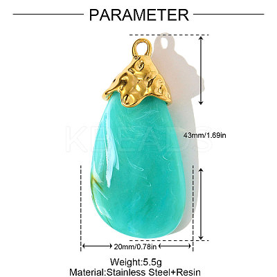 304 Stainless Steel Resin Pendants STAS-OY003-51G-1