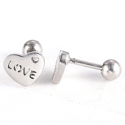 Tarnish Resistant 201 Stainless Steel Barbell Cartilage Earrings EJEW-R147-28-1