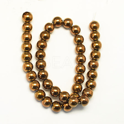 Non-magnetic Synthetic Hematite Beads Strands G-S096-6mm-4-1
