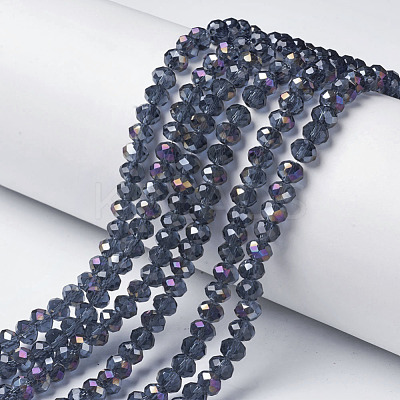 Electroplate Transparent Glass Beads Strands EGLA-A034-T6mm-F14-1