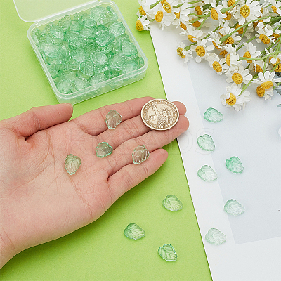 100Pcs Autumn Theme Two-Tone Transparent Glass Charms GLAA-PH0003-84B-1