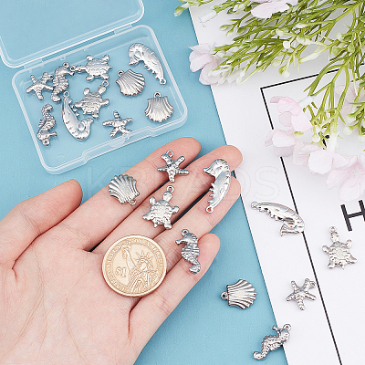 20Pcs 5 Style 201 & 304 Stainless Steel Charms STAS-UN0029-47-1