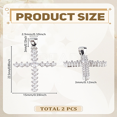 2Pcs Brass Micro Pave Cubic Zirconia Pendants ZIRC-LP0001-28-1