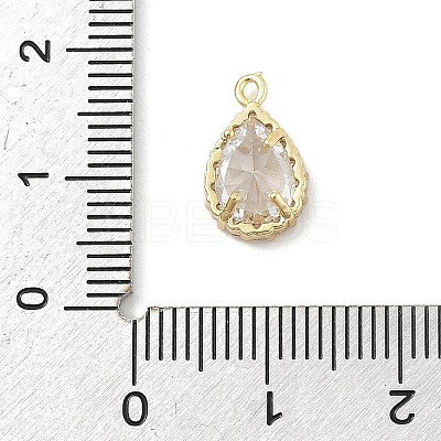 Brass Micro Pave Clear Cubic Zirconia Charms KK-B130-01G-02-1