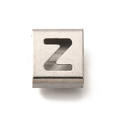 Letter Style 304 Stainless Steel Square Slide Charms STAS-L132-18Z-1