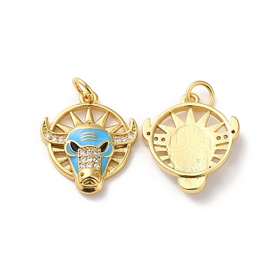 Rack Plating Brass Micro Pave Cubic Zirconia Pendants KK-D074-16G-1