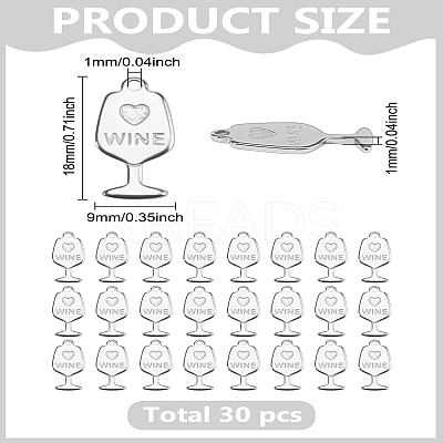 30Pcs 201 Stainless Steel Pendants STAS-LP0003-86-1