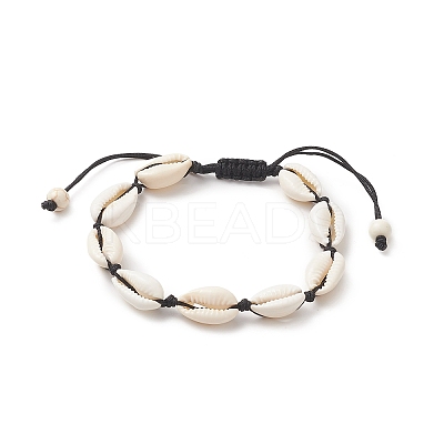 Natural Shell & Synthetic Turquoise Braided Bead Bracelet for Women BJEW-JB09245-03-1