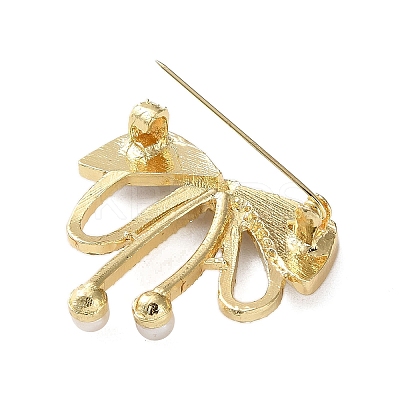 Bowknot Crystal Rhinestone & Acrylic & Plastic Pearl Brooch JEWB-G040-02G-1