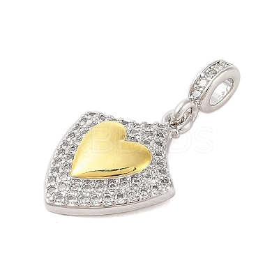 Rack Plating Brass Micro Pave Clear Cubic Zirconia Pendants KK-S380-37C-P-1