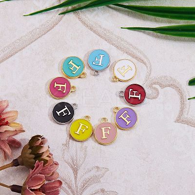 120Pcs 12 Colors Golden Plated Alloy Charms ENAM-SZ0001-64F-1