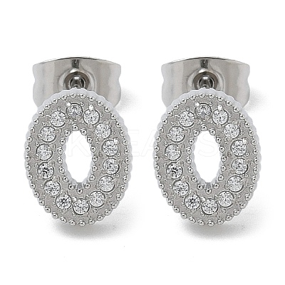 304 Stainless Steel Micro Pave Clear Cubic Zirconia Stud Earrings STAS-Z107-01P-03-1