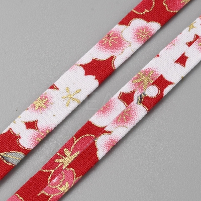 5M Japanese Printed Flower Cotton Ribbons OCOR-WH0089-25A-01-1