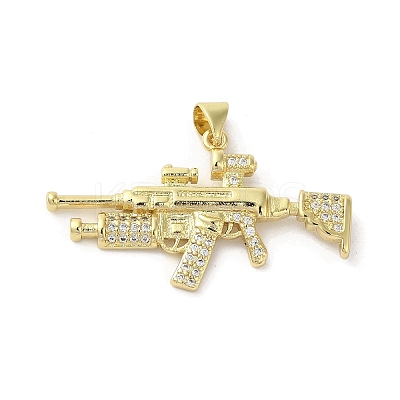Rack Plating Brass Micro Pave Cubic Zirconia Pendants KK-C052-08B-G-1