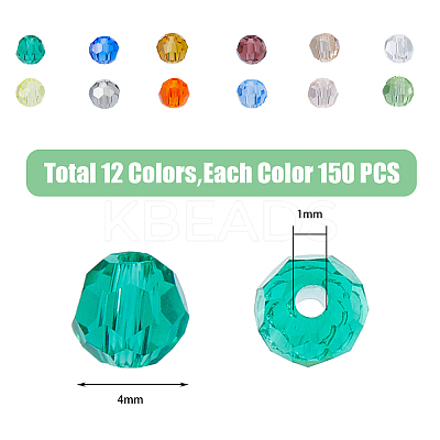 1800Pcs 12 Colors Transparent Glass Beads Strands EGLA-DC0001-02-1