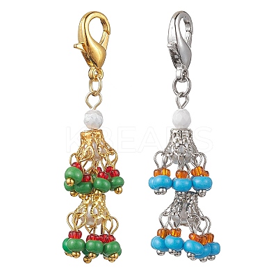 Glass Seed Bead Pendant Decorations HJEW-MZ00057-1