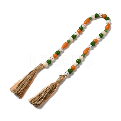 Wood Beaded Garland Hanging Ornament HJEW-A007-01C-1