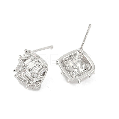 Brass Micro Pave Cubic Zirconia Stud Earring Findings LS-KK-Z094-11P-1