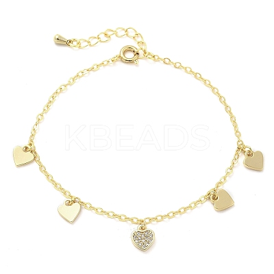 Brass Micro Pave Clear Cubic Zirconia Charm Bracelets for Women BJEW-C083-07G-1