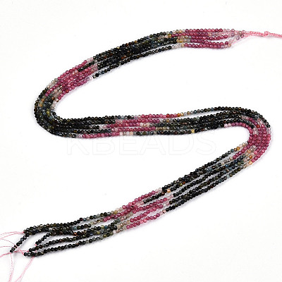 Gradient Color Natural Multicolor Tourmaline Beads Strands G-T141-68B-1
