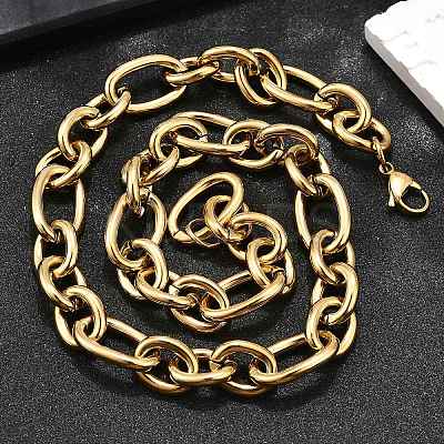 Ion Plating(IP) 304 Stainless Steel Mother and son Chain Necklaces LS-NJEW-M115-01-1