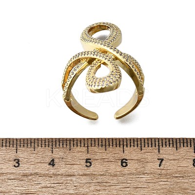 Brass Micro Pave Clear Cubic Zirconia Open Cuff Rings RJEW-F179-02G-1