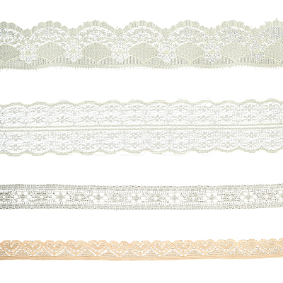 4 Styles Polyester Lace Trim OCOR-GF0005-25C-1