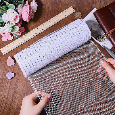 Deco Mesh Ribbons OCOR-WH0110-09B-1