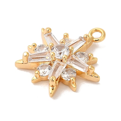 Brass Micro Pave Clear Cubic Zirconia Pendants KK-M294-07G-02-1