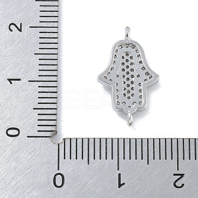 Rack Plating Brass Micro Pave Clear Cubic Zirconia Religion Hamsa Hand Connector Charms KK-A23410-053P-1