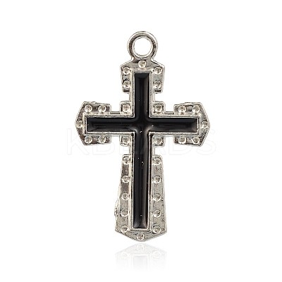 Platinum Plated Alloy Enamel Latin Cross Pendants ENAM-J560-01P-1