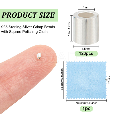 120Pcs 925 Sterling Silver Crimp Beads STER-BC0001-88-1