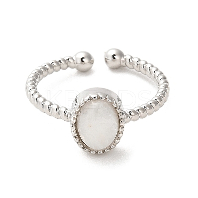 Natural Gemstone Open Cuff Ring RJEW-M166-04P-1-1