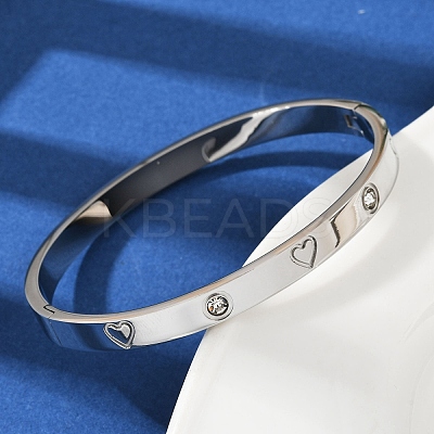 201 Stainless Steel with Rhinestone Bangles for Women LS-BJEW-B138-04P-1
