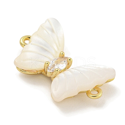Brass Pave Clear Cubic Zirconia Butterfly Connector Charms KK-Q820-38G-1