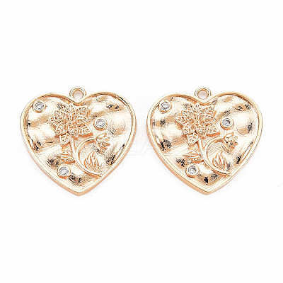 Brass Micro Pave Clear Cubic Zirconia Pendants KK-S364-177-1