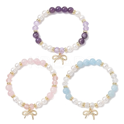 Bowknot Brass Charms Bracelets BJEW-JB12805-1