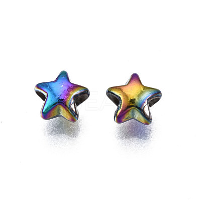 Rack Plating Rainbow Color Alloy Beads PALLOY-S180-338-1