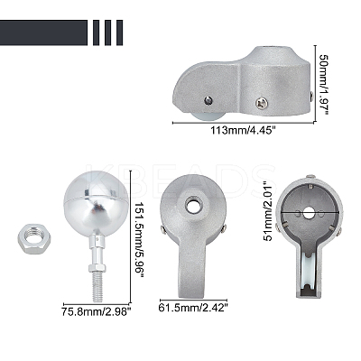 2Pcs Aluminum Alloy Flagpole Stationary Truck Cap & Topper Ball FIND-AR0001-31-1