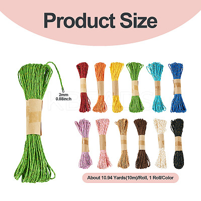 12 Rolls 12 Colors Twisted Straw Paper Cords OCOR-TA0002-96-1