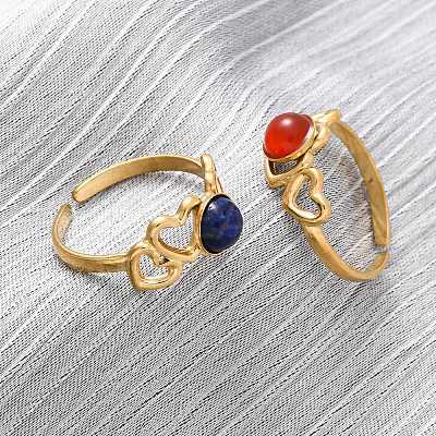 304 Stainless Steel Open Cuff Rings RJEW-A071-06G-1