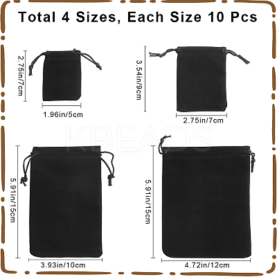40Pcs 4 Style Rectangle Velvet Pouches TP-CN0001-02-1