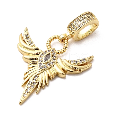 Brass Micro Pave Clear Cubic Zirconia Angel Wing Pendants KK-H519-16B-G-1