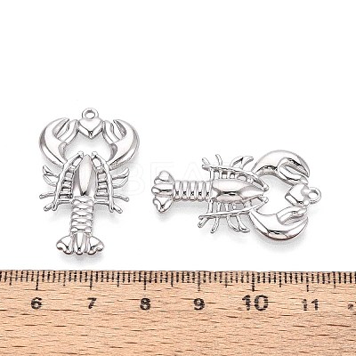 304 Stainless Steel Lobster with Heart Pendants STAS-T067-26P-1