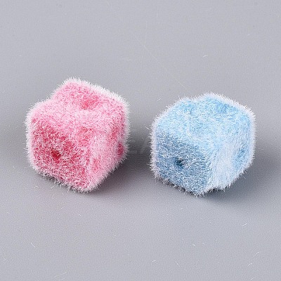 Flocking Opaque Acrylic Cube Beads OACR-T030-08M-1