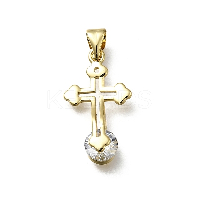Brass Micro Pave Cubic Zirconia Pendants KK-C090-02G-1